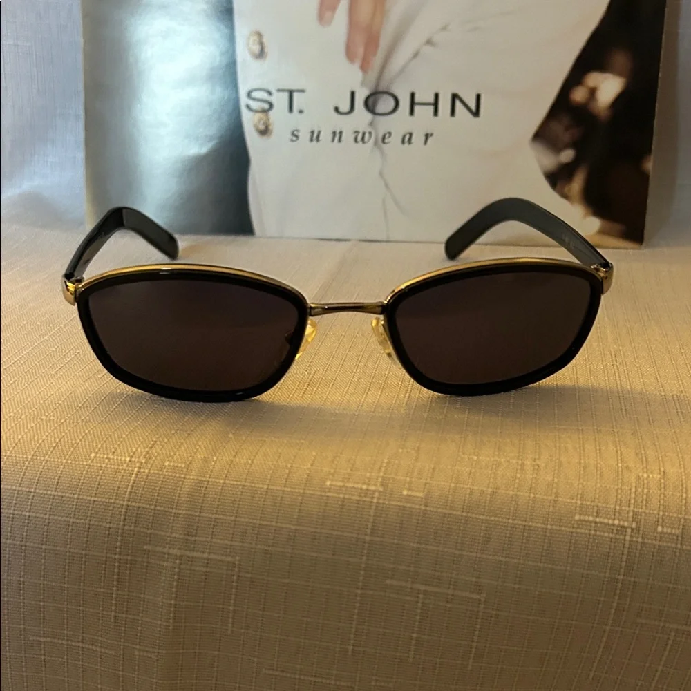 St. John Classic Black Sunglasses with silver accents. S-527 BLK - Picture 2 of 5